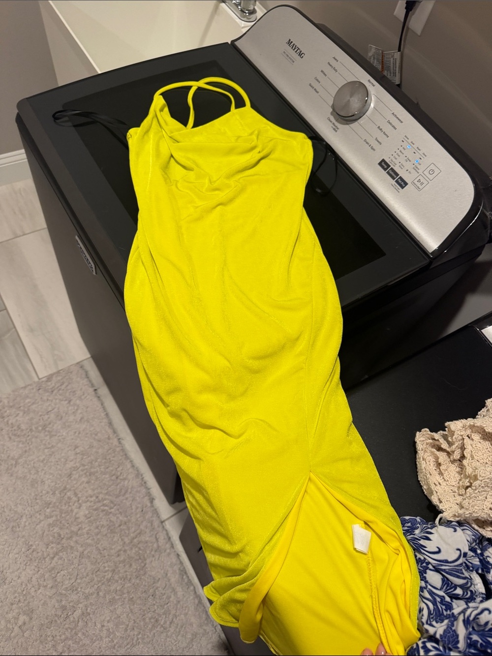 Yellow lime Cowl Neck Strappy Women’s Dress
